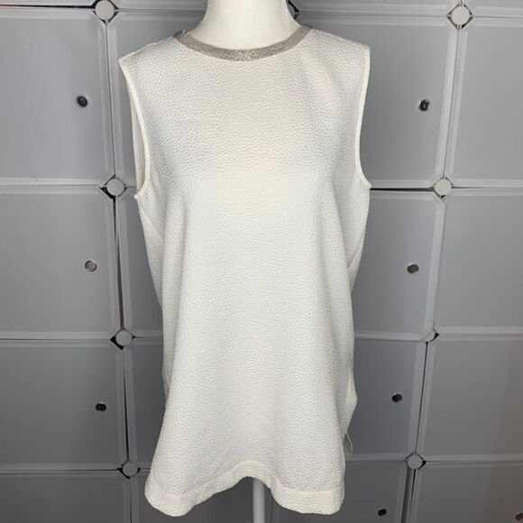 Nordstrom Halogen White Sleeveless Blouse Size Medium - Picture 1 of 9